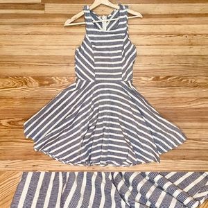 Fit and Flare Stripped Dress Blue White Dancing Summer Event
